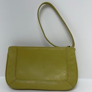 Kenneth Cole New York olive green leather wristlet zip close
